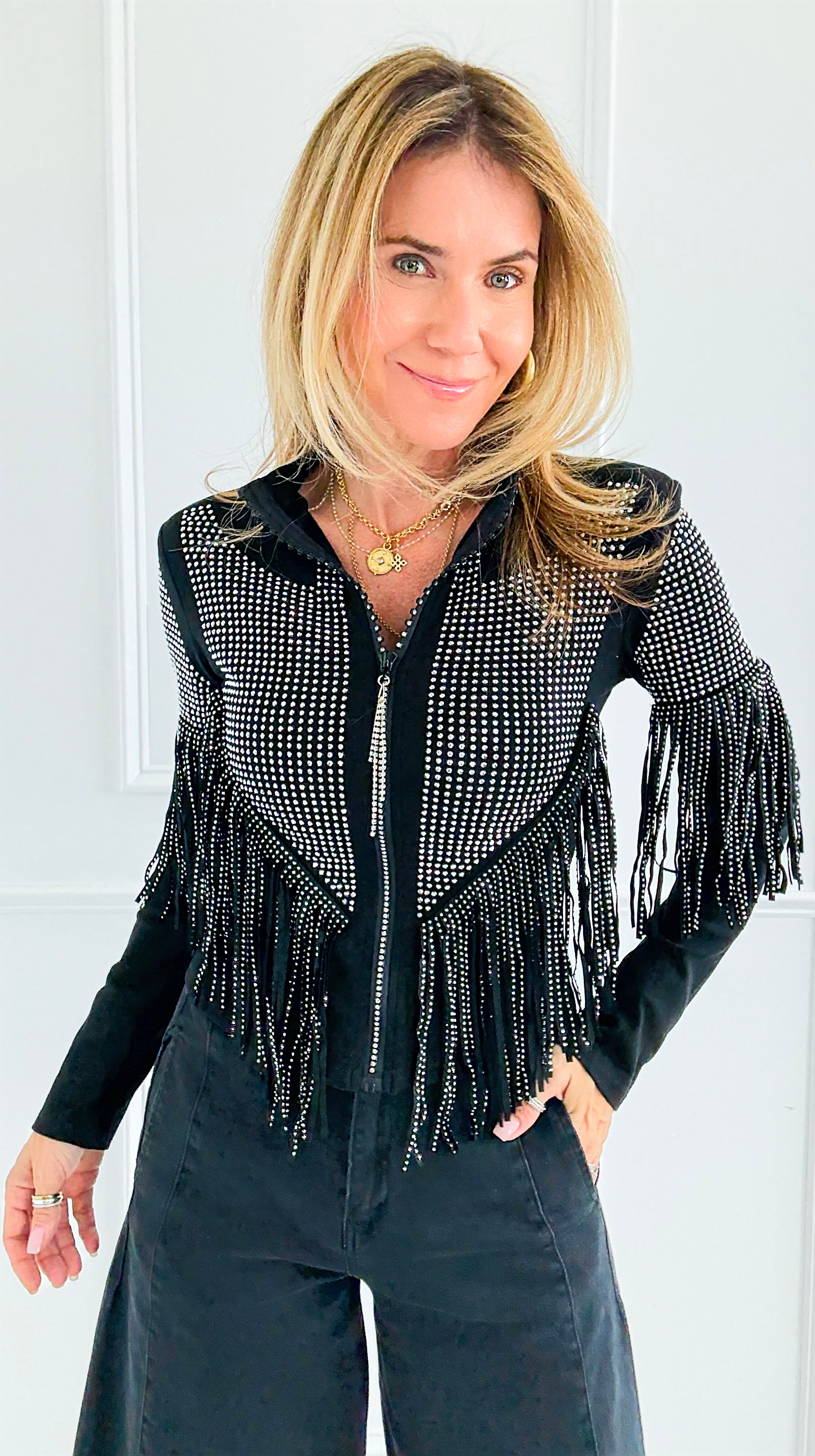 Starstruck Fringe Glam Jacket-160 Jackets-7Mango7-Coastal Bloom Boutique, find the trendiest versions of the popular styles and looks Located in Indialantic, FL