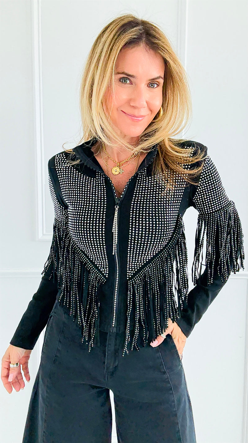 Starstruck Fringe Glam Jacket-160 Jackets-7Mango7-Coastal Bloom Boutique, find the trendiest versions of the popular styles and looks Located in Indialantic, FL