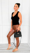 City Lights Faux Leather Italian Jogger- Deep Camel-180 Joggers-SEE YOU IN ROME-Coastal Bloom Boutique, find the trendiest versions of the popular styles and looks Located in Indialantic, FL
