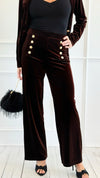 Smooth Sailing Velvet Pants - Brown-170 Bottoms-Must Have-Coastal Bloom Boutique, find the trendiest versions of the popular styles and looks Located in Indialantic, FL