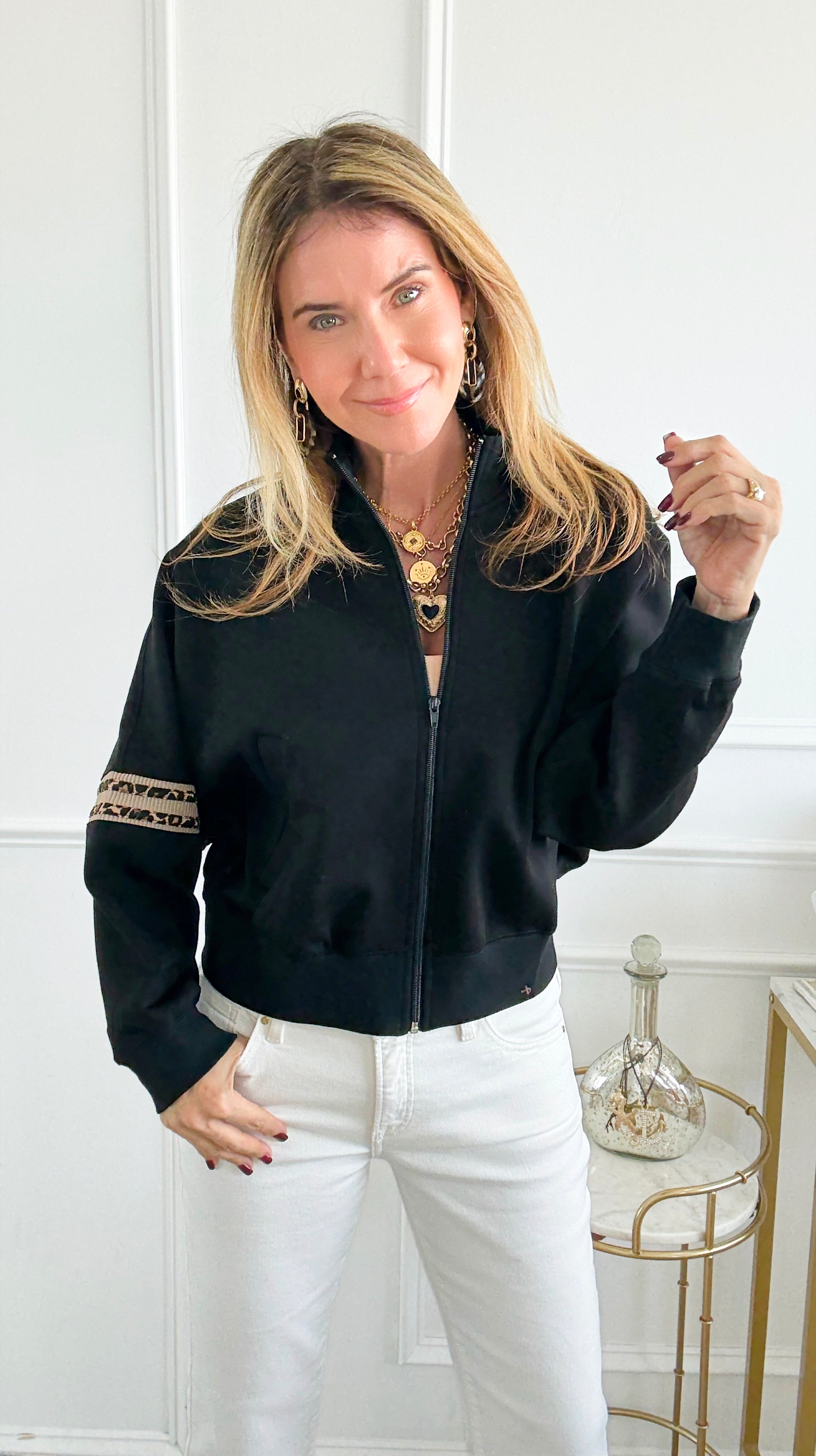 Zip-Front Cropped Lounge Jacket