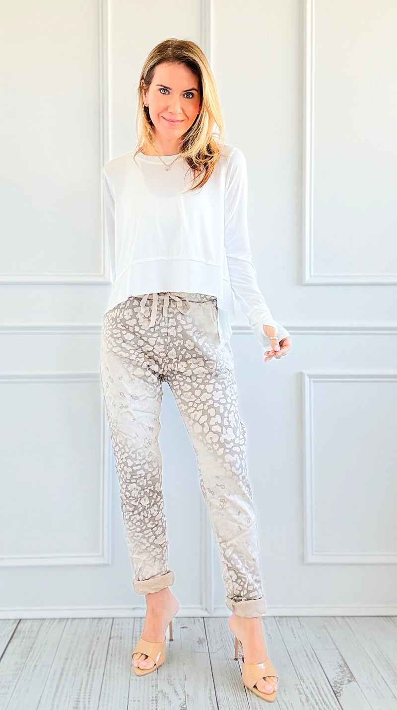 Wish List Animal Print Italian Joggers- Beige-180 Joggers-Italianissimo-Coastal Bloom Boutique, find the trendiest versions of the popular styles and looks Located in Indialantic, FL