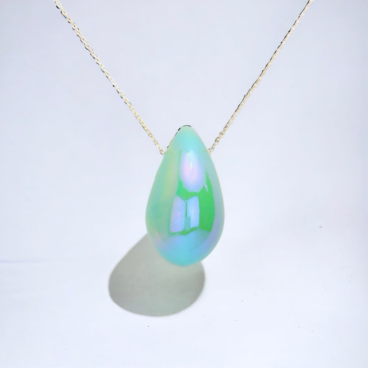 Holographic Teardrop Pendant Necklace - Turquoise-230 Jewelry-Wona Trading-Coastal Bloom Boutique, find the trendiest versions of the popular styles and looks Located in Indialantic, FL