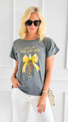 Bow & Drink Italian Graphic Tee-110 Short Sleeve Tops-FIRSTAGE-Coastal Bloom Boutique, find the trendiest versions of the popular styles and looks Located in Indialantic, FL
