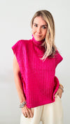 Metallic Foil Sweater Top - Hot Pink-110 Short Sleeve Tops-Fashion District/she+sky-Coastal Bloom Boutique, find the trendiest versions of the popular styles and looks Located in Indialantic, FL