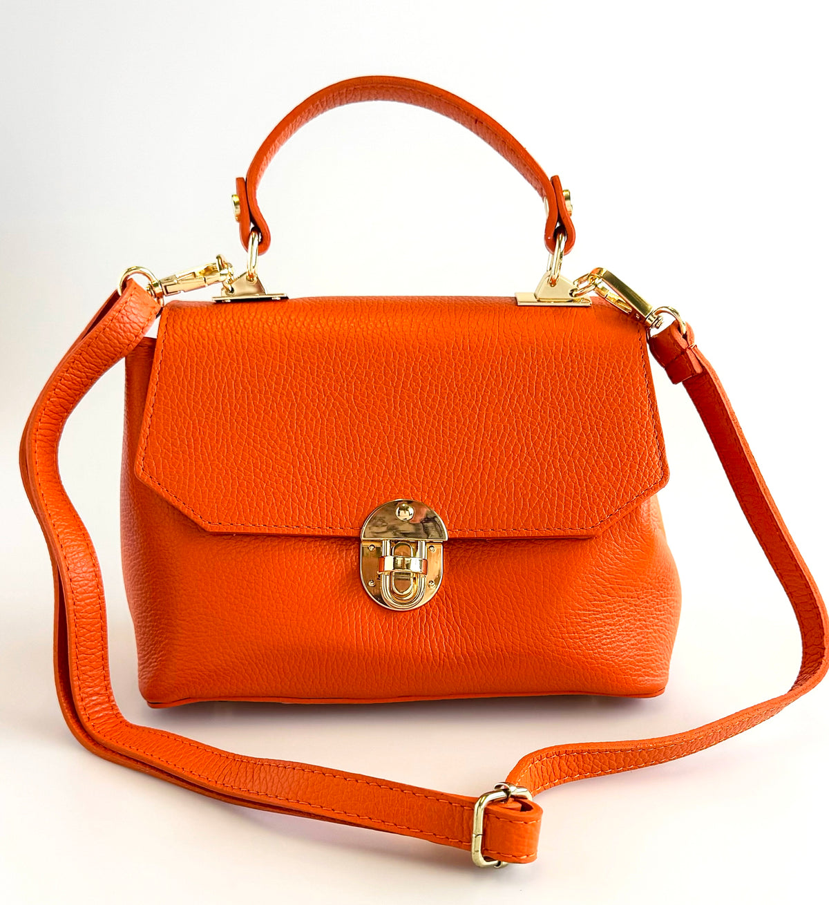 Italian textured Leather MINI Handbag-Orange-240 Bags-DEDA LEATHER-Coastal Bloom Boutique, find the trendiest versions of the popular styles and looks Located in Indialantic, FL
