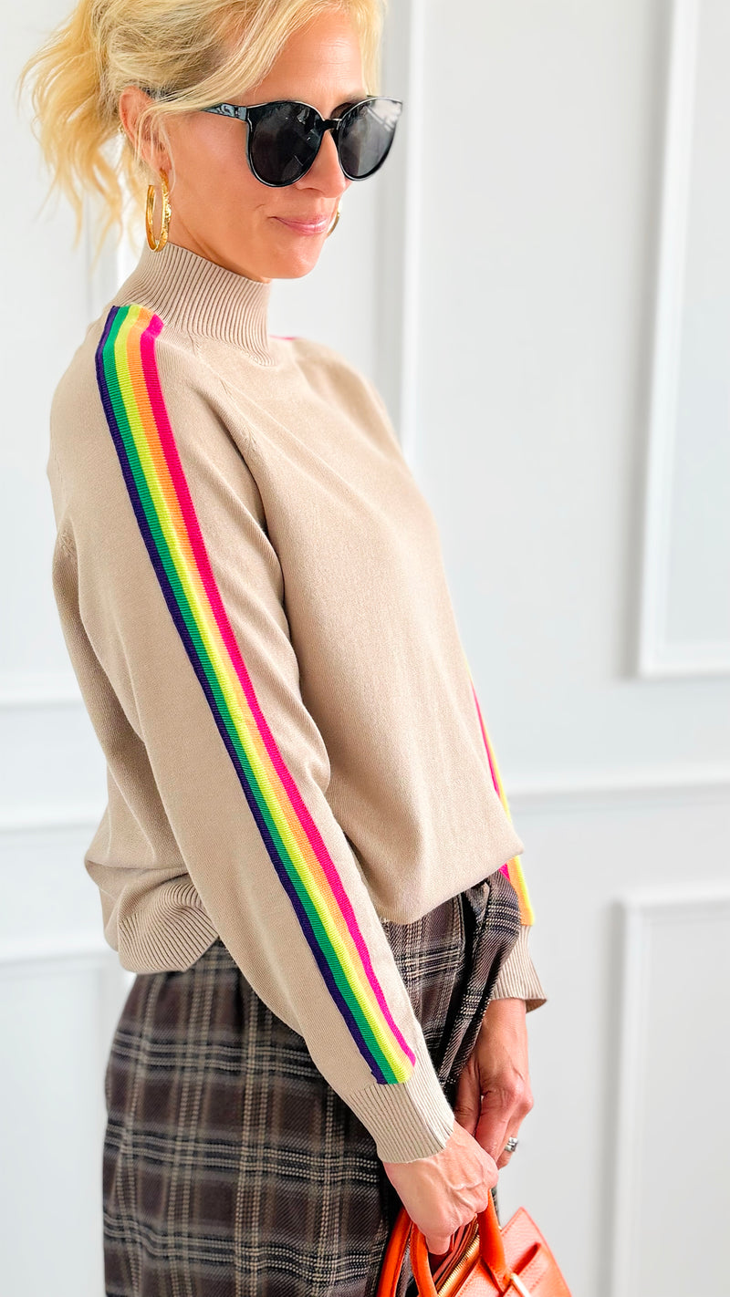 Rainbow Runway Sweater- Beige-140 Sweaters-V SKY-Coastal Bloom Boutique, find the trendiest versions of the popular styles and looks Located in Indialantic, FL