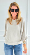 Soft Frills Italian Sweater- Ecru-140 Sweaters-Italianissimo-Coastal Bloom Boutique, find the trendiest versions of the popular styles and looks Located in Indialantic, FL