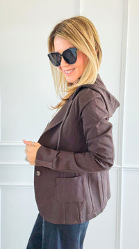 Scuba Chic Italian Blazer- Chocolate-160 Jackets-Italianissimo-Coastal Bloom Boutique, find the trendiest versions of the popular styles and looks Located in Indialantic, FL