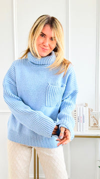Winter Hush Pocket Turtleneck Sweater-140 Sweaters-Rousseau-Coastal Bloom Boutique, find the trendiest versions of the popular styles and looks Located in Indialantic, FL