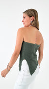 Chic Strapless Sweater Knit Top - Moss-100 Sleeveless Tops-Blu Pepper-Coastal Bloom Boutique, find the trendiest versions of the popular styles and looks Located in Indialantic, FL