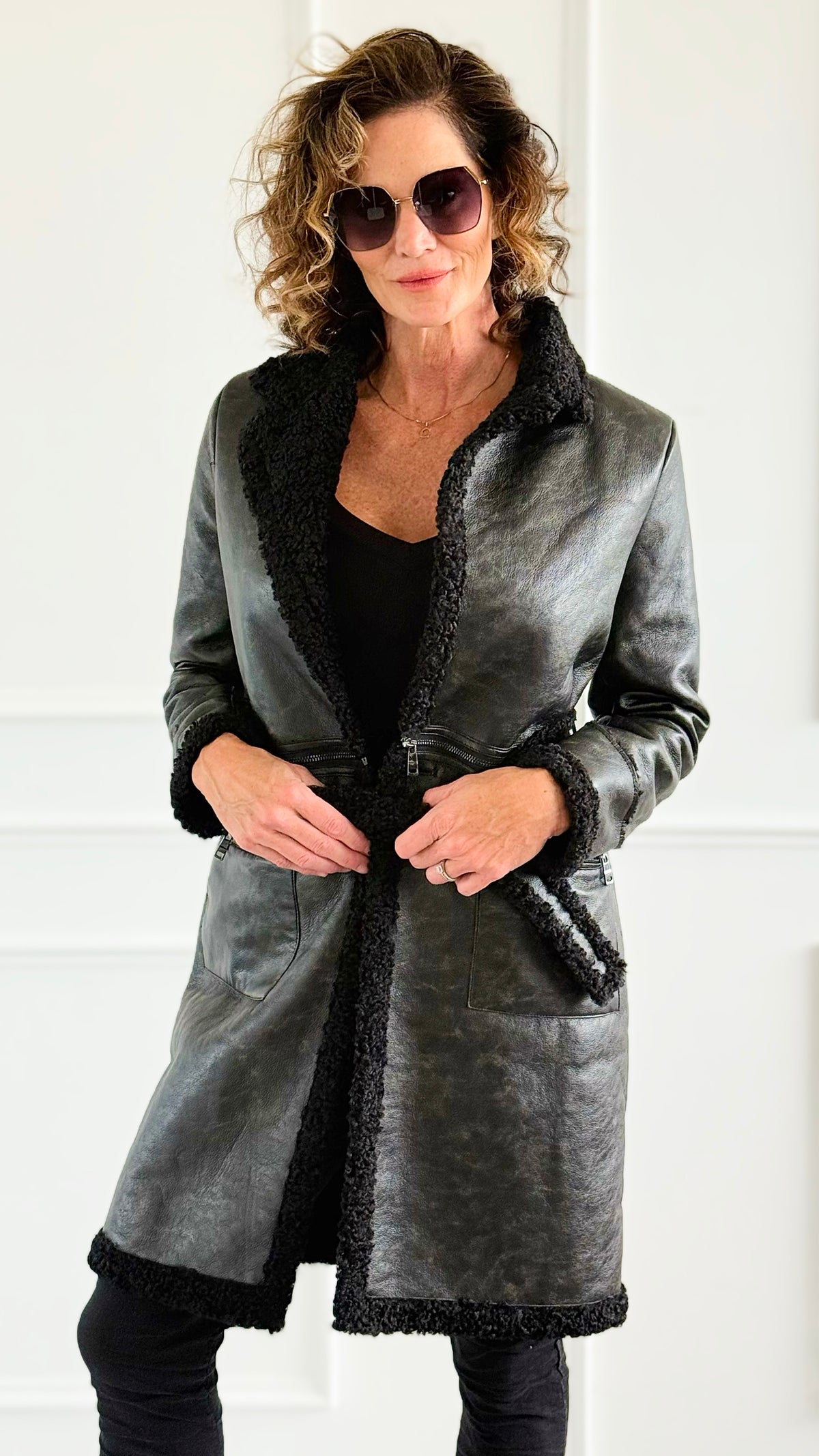 Midnight Embrace Coat-160 Jackets-ROUSSEAU-Coastal Bloom Boutique, find the trendiest versions of the popular styles and looks Located in Indialantic, FL