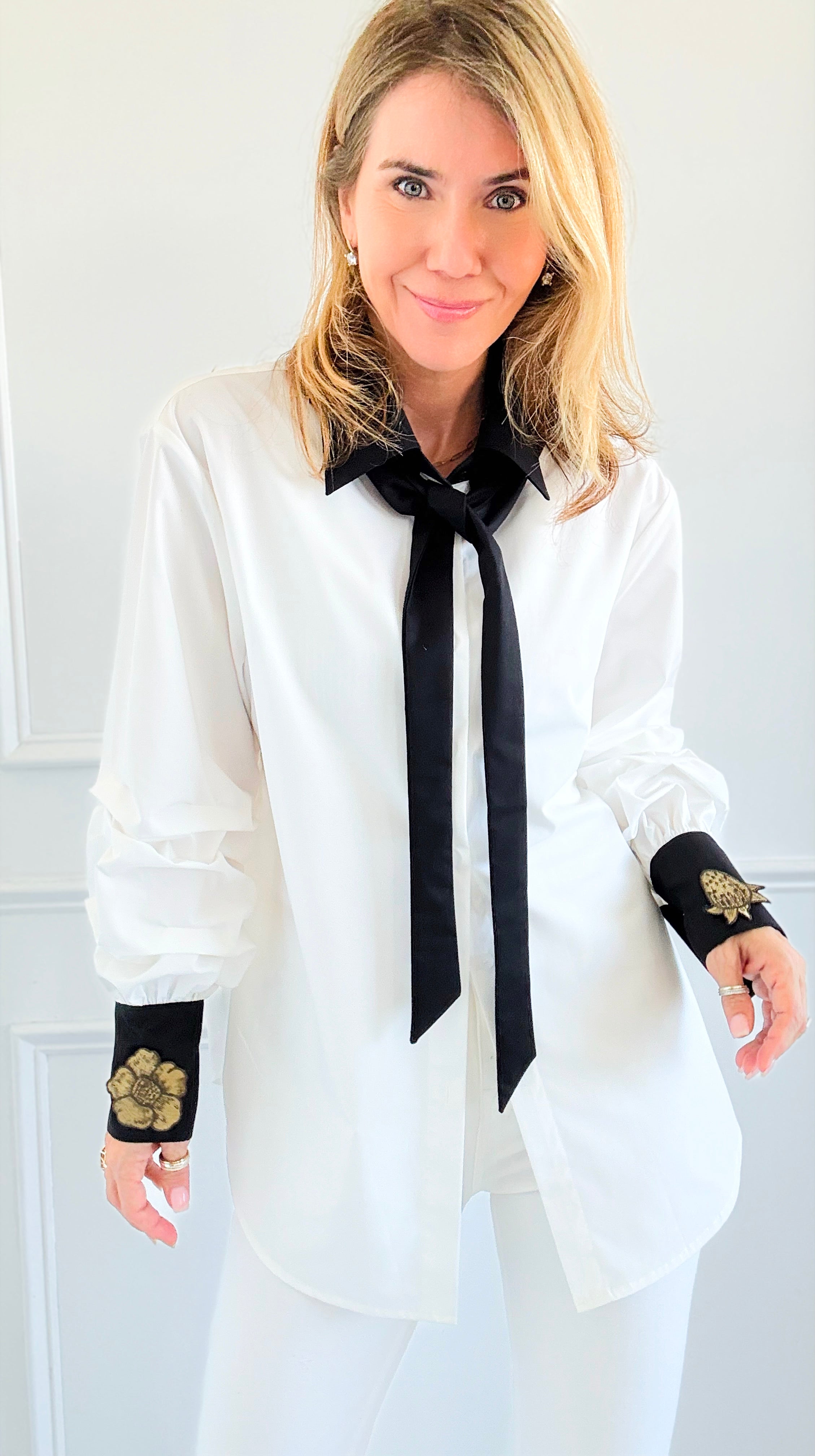 Bold Embroidered Blouse-110 Long Sleeve Tops-LA' ROS-Coastal Bloom Boutique, find the trendiest versions of the popular styles and looks Located in Indialantic, FL