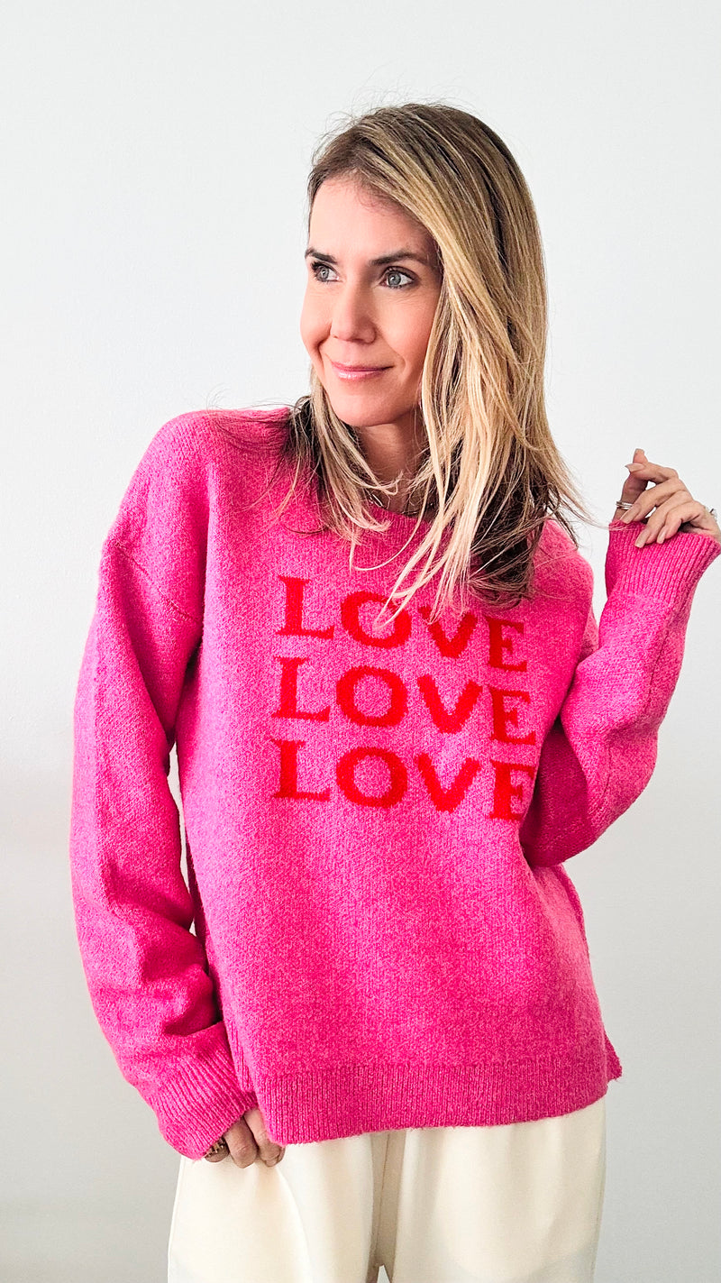 Love Valentine Sweater Top - Hot Pink-140 Sweaters-Miracle-Coastal Bloom Boutique, find the trendiest versions of the popular styles and looks Located in Indialantic, FL