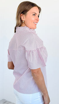 Split Neck Ruffle Top-100 Sleeveless Tops-ARYEH-Coastal Bloom Boutique, find the trendiest versions of the popular styles and looks Located in Indialantic, FL