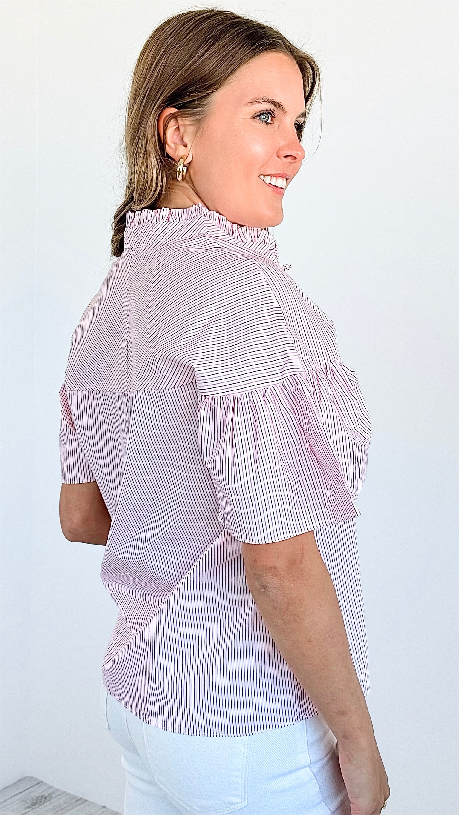 Split Neck Ruffle Top-100 Sleeveless Tops-ARYEH-Coastal Bloom Boutique, find the trendiest versions of the popular styles and looks Located in Indialantic, FL