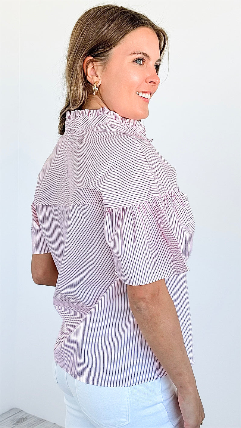 Split Neck Ruffle Top-100 Sleeveless Tops-ARYEH-Coastal Bloom Boutique, find the trendiest versions of the popular styles and looks Located in Indialantic, FL