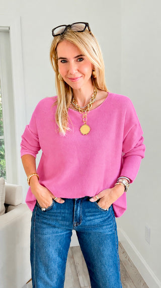 Milano Italian Knit Sweater- Bubble Pink