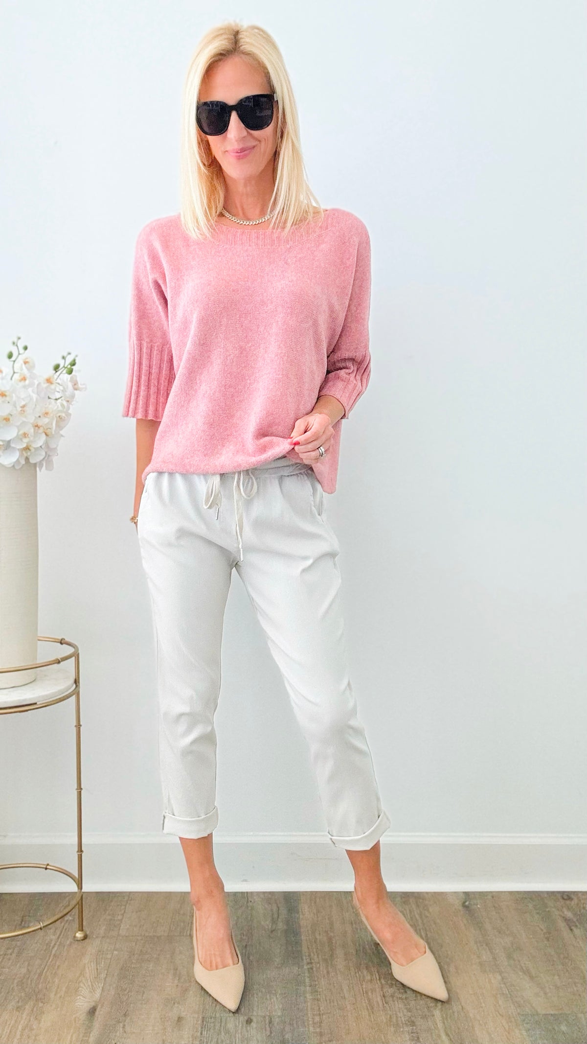Spring Italian Jogger Pant - Sand Beige-180 Joggers-Germany-Coastal Bloom Boutique, find the trendiest versions of the popular styles and looks Located in Indialantic, FL