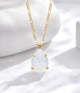 Teardrop Pendant Necklace - White Opal - Katora