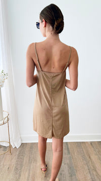 V-Neck Slip Dress - Tan-200 dresses/jumpsuits/rompers-Gigio-Coastal Bloom Boutique, find the trendiest versions of the popular styles and looks Located in Indialantic, FL