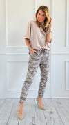 Wish List Camo Italian Joggers- Taupe-pants-Italianissimo-Coastal Bloom Boutique, find the trendiest versions of the popular styles and looks Located in Indialantic, FL