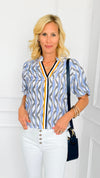Speed Track Zig Zag Stripe Blouse-110 short Sleeve Top-VOY-Coastal Bloom Boutique, find the trendiest versions of the popular styles and looks Located in Indialantic, FL