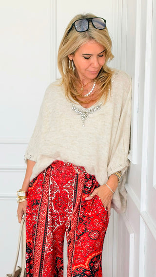Crown Jewel Italian Knit Top- Oyster