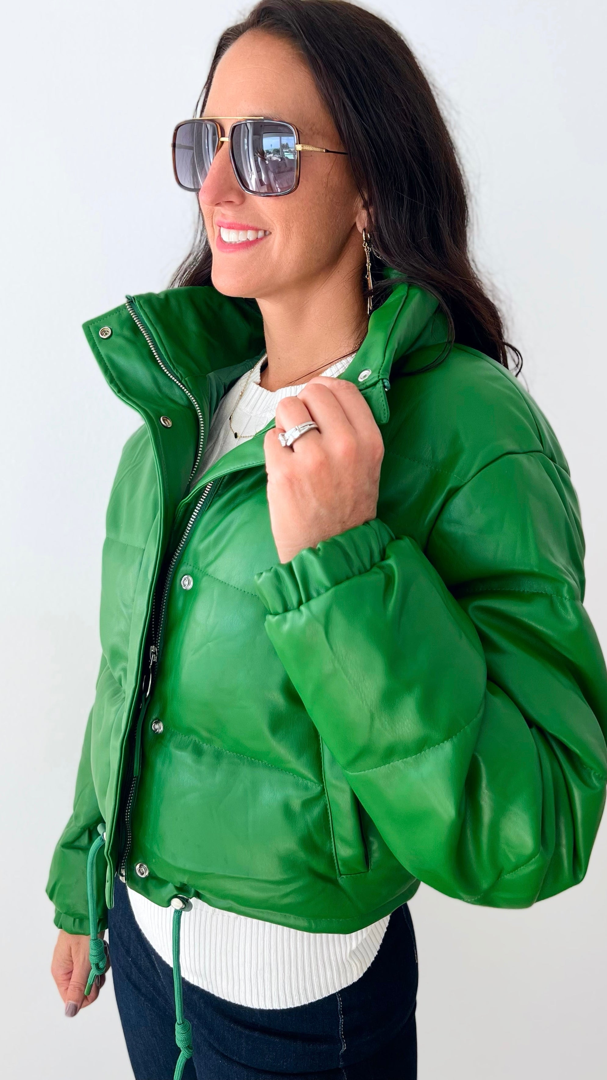 Kelly green shop leather jacket