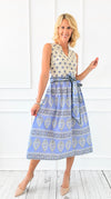 Santorini Breeze Waist Tie Midi Dress-200 Dresses/Jumpsuits/Rompers-VOY-Coastal Bloom Boutique, find the trendiest versions of the popular styles and looks Located in Indialantic, FL