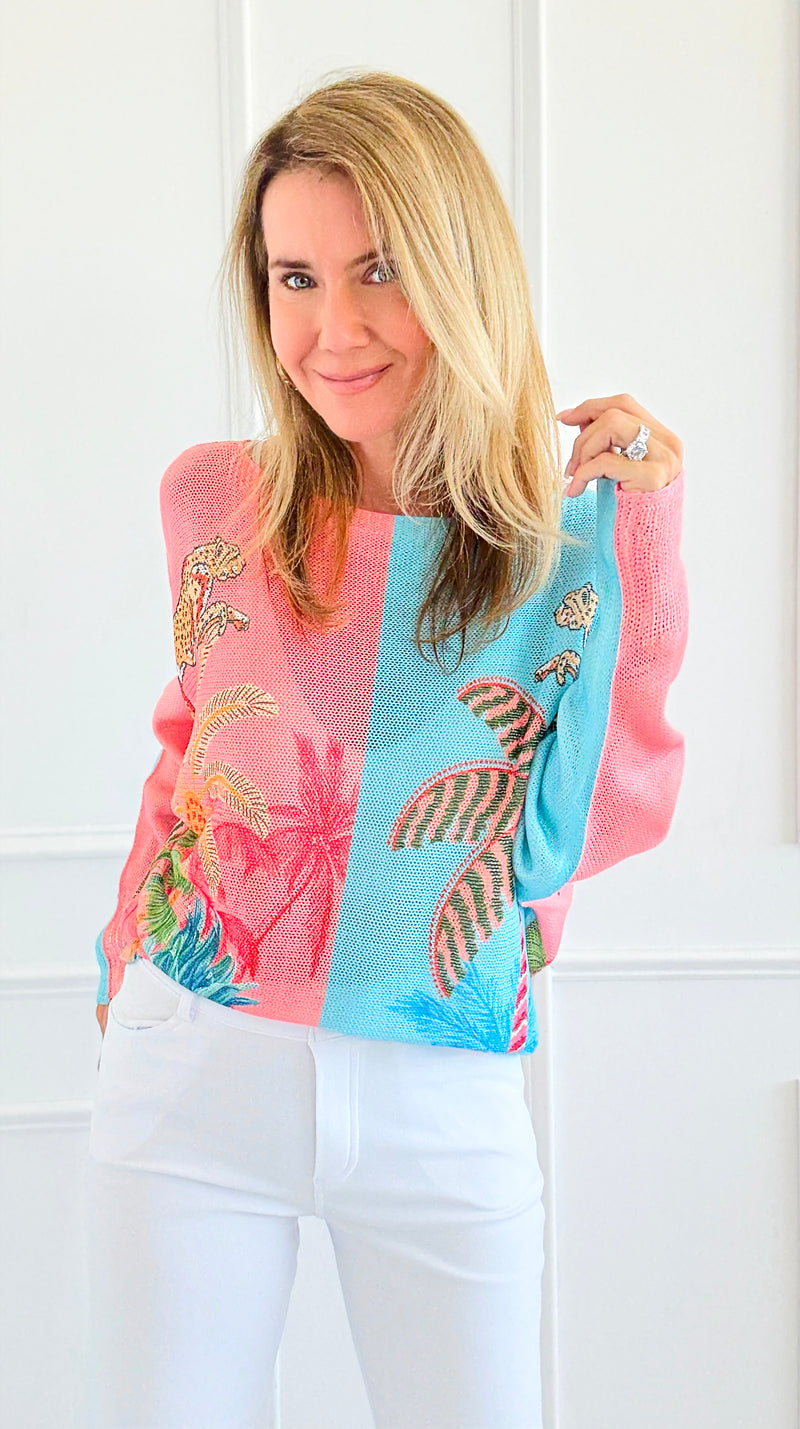 Tropic Pop Italian St Tropez Sweater-140 Sweaters-SORPRESA-Coastal Bloom Boutique, find the trendiest versions of the popular styles and looks Located in Indialantic, FL