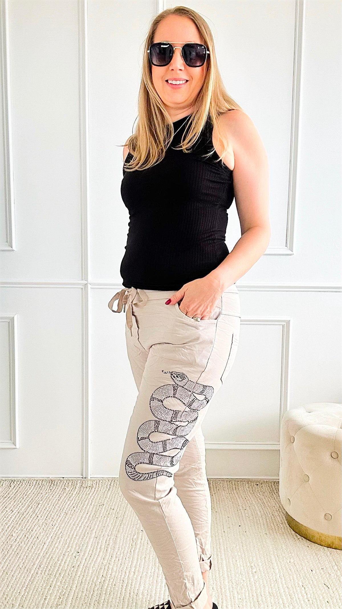 CB Custom Shiny Slithering Serpent Joggers-180 Joggers-Italianissimo / Holly-Coastal Bloom Boutique, find the trendiest versions of the popular styles and looks Located in Indialantic, FL