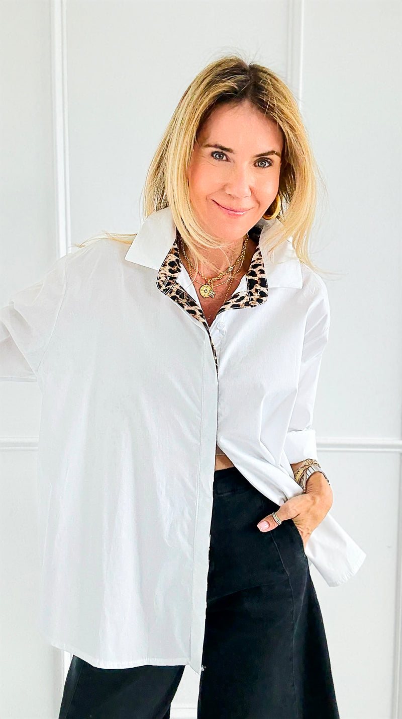 Wild Contrast Collar Italian Shirt-110 Long Sleeve Tops-STAR SRL-Coastal Bloom Boutique, find the trendiest versions of the popular styles and looks Located in Indialantic, FL