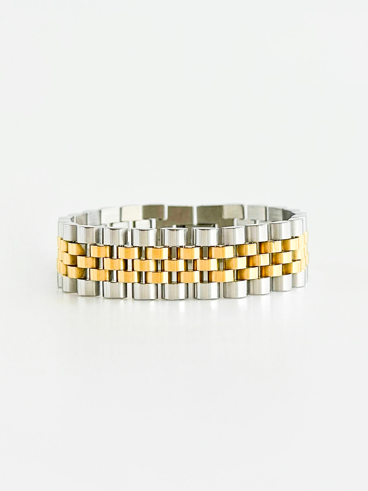 Stainless Steel Thick Watch Band Bracelet - Two Tone-230 Jewelry-GS JEWELRY-Coastal Bloom Boutique, find the trendiest versions of the popular styles and looks Located in Indialantic, FL