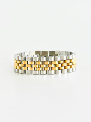 Stainless Steel Thick Watch Band Bracelet - Two Tone-230 Jewelry-GS JEWELRY-Coastal Bloom Boutique, find the trendiest versions of the popular styles and looks Located in Indialantic, FL