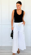Pocket Glam Italian Flare Leg Pant- White-100 Pants-TATTOO Z-Coastal Bloom Boutique, find the trendiest versions of the popular styles and looks Located in Indialantic, FL