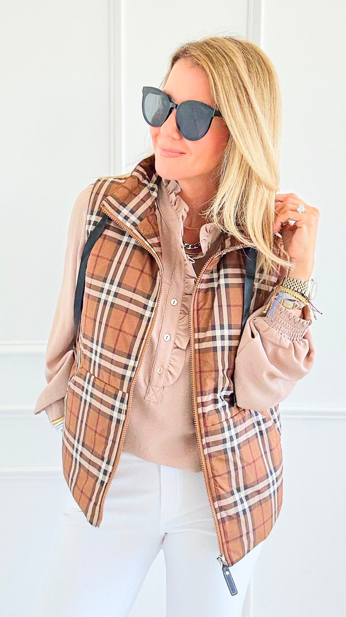 Talk of the Town Plaid Vest-160 Jackets-JODIFL-Coastal Bloom Boutique, find the trendiest versions of the popular styles and looks Located in Indialantic, FL