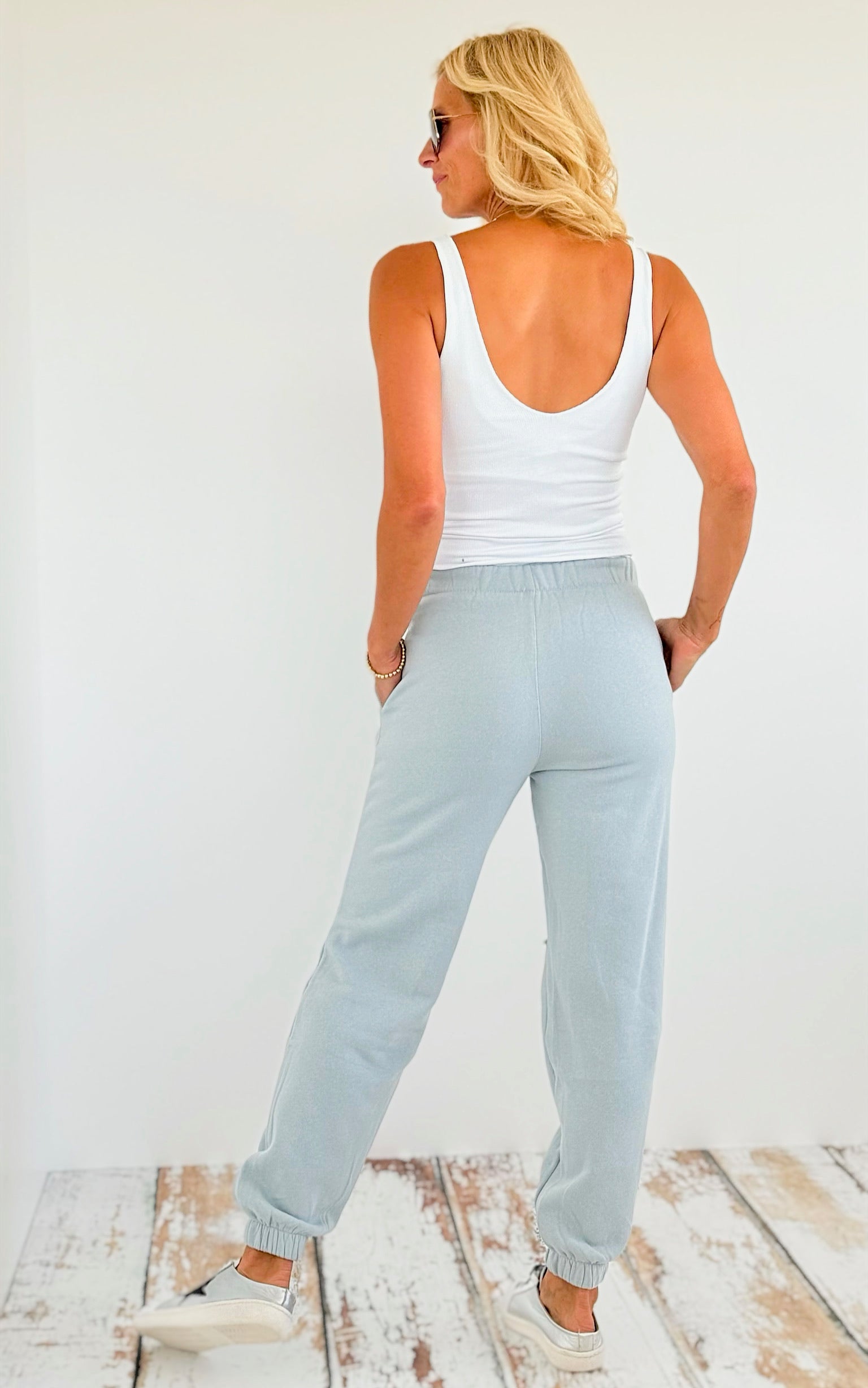 Fleece Slit Jogger - Slate Blue-180 Joggers-reflex-Coastal Bloom Boutique, find the trendiest versions of the popular styles and looks Located in Indialantic, FL