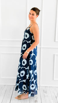Power Petal Sleeveless Italian Long Dress- Navy-170 Bottoms-Italianissimo-Coastal Bloom Boutique, find the trendiest versions of the popular styles and looks Located in Indialantic, FL