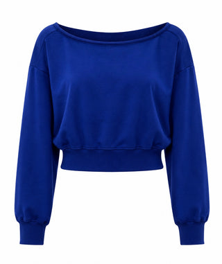 Off-Shoulder Sweatshirt Top - Cobalt