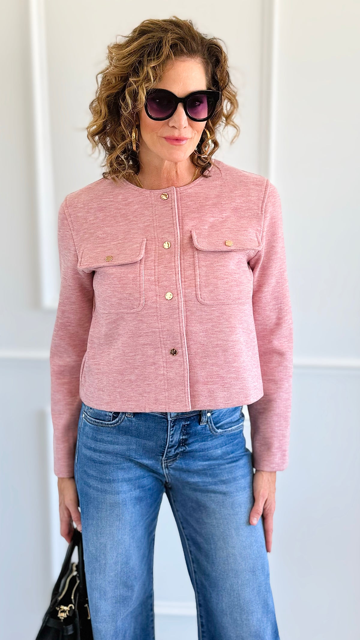 Polished Ease Cropped Jacket-160 Jackets-White Birch-Coastal Bloom Boutique, find the trendiest versions of the popular styles and looks Located in Indialantic, FL