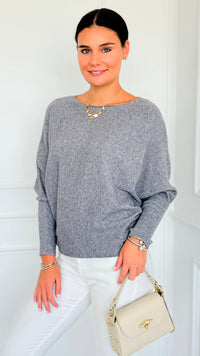 Ribbed Italian Pullover- Grey Heather-140 Sweaters-Italianissimo-Coastal Bloom Boutique, find the trendiest versions of the popular styles and looks Located in Indialantic, FL