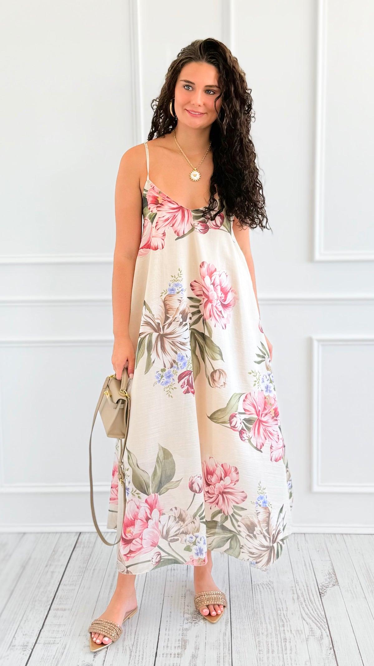 Petals Slip Sleeveless Italian Long Dress-200 Dresses/Jumpsuits/Rompers-AZUL MONACO-Coastal Bloom Boutique, find the trendiest versions of the popular styles and looks Located in Indialantic, FL