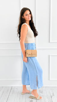 Italian Side Slit Linen Pants - Denim-170 Bottoms-Tempo-Coastal Bloom Boutique, find the trendiest versions of the popular styles and looks Located in Indialantic, FL