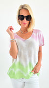 Pastel Horizon V-Neck Top-110 Short Sleeve Tops-V6-Coastal Bloom Boutique, find the trendiest versions of the popular styles and looks Located in Indialantic, FL