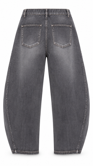 Wrap Detail Denim Pants- Grey