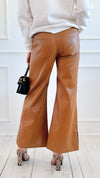 Holiday Luxe Faux Leather Flare Leg Pants - Camel-100 Pants-SO ME-Coastal Bloom Boutique, find the trendiest versions of the popular styles and looks Located in Indialantic, FL