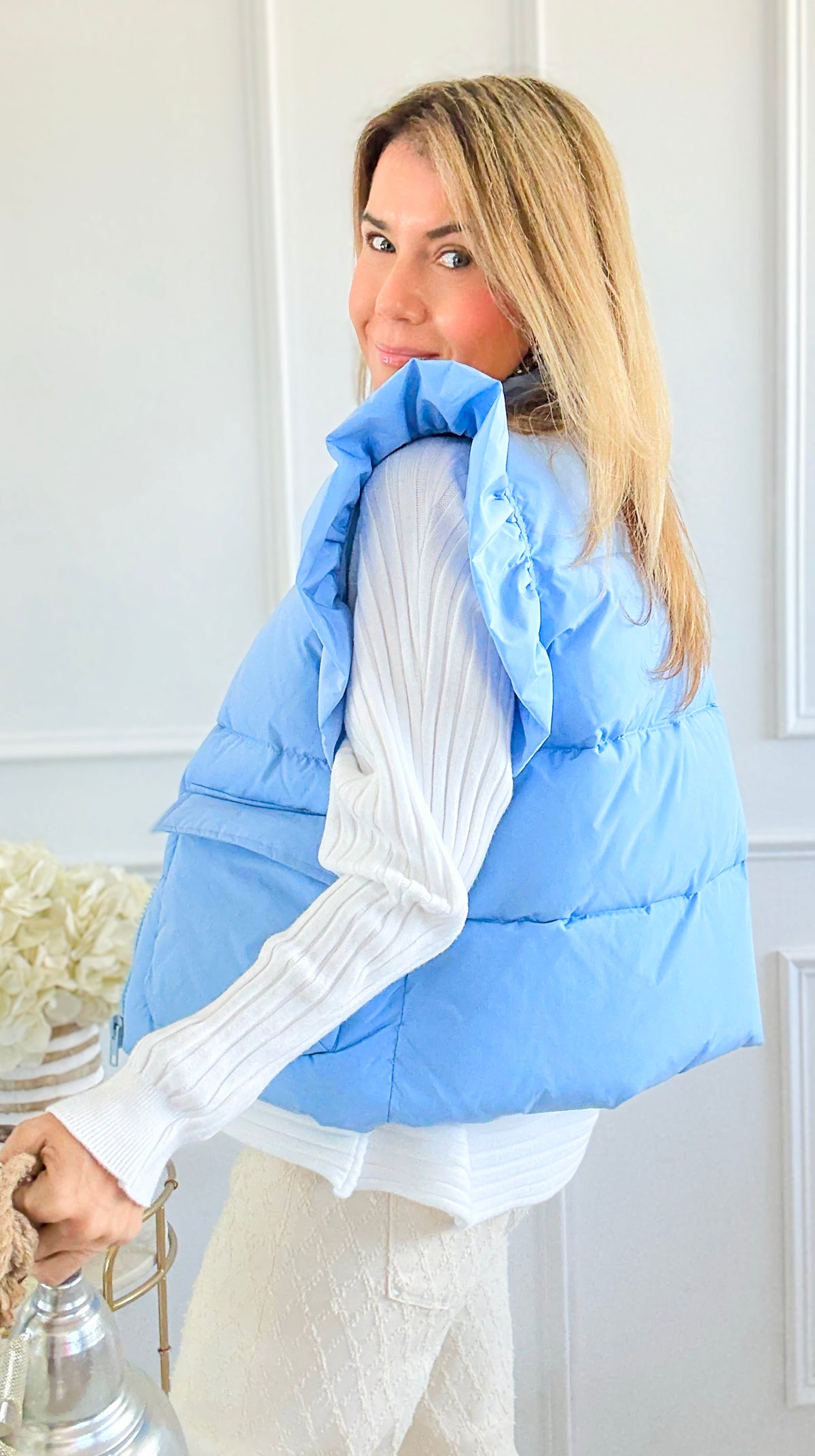 Ruffle Up Puffer Vest-150 Cardigans/Layers-Jodifl-Coastal Bloom Boutique, find the trendiest versions of the popular styles and looks Located in Indialantic, FL