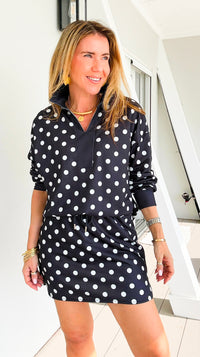 Whimsical Polka Whisper Two-Piece Set - Black