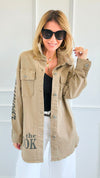Glamour Italian Twill Jacket-160 Jackets-V SKY-Coastal Bloom Boutique, find the trendiest versions of the popular styles and looks Located in Indialantic, FL